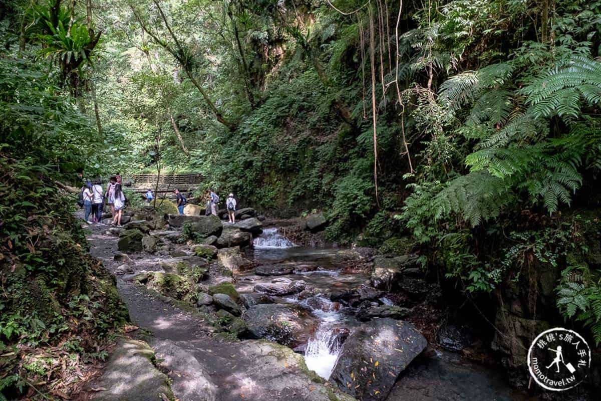 在步道途中也能碰上溪流，可以踏踏水涼快一下。（圖／桃桃‘s旅人手札）