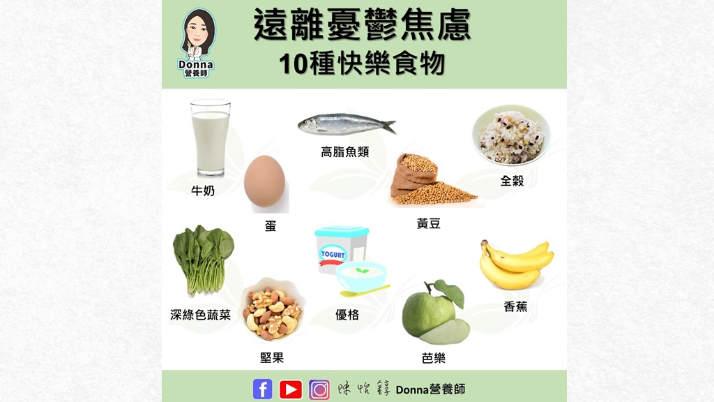 遠離憂鬱焦慮10種快樂食物。(圖/翻攝自陳怡錞臉書)