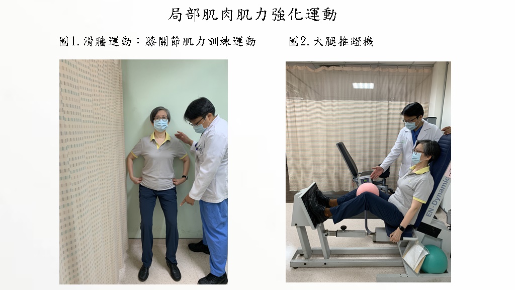 退化性關節炎的局部肌力強化運動。(圖/台大醫院物理治療中心提供)