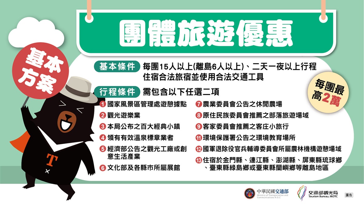 國旅第二階段補助以「團體旅遊」為主,不包含個人旅遊。(圖/交通部觀光局)