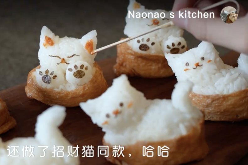 學會貓咪壽司之後也能改良成招財貓款。(圖/翻攝自小紅書@Naonao’s kitchen)