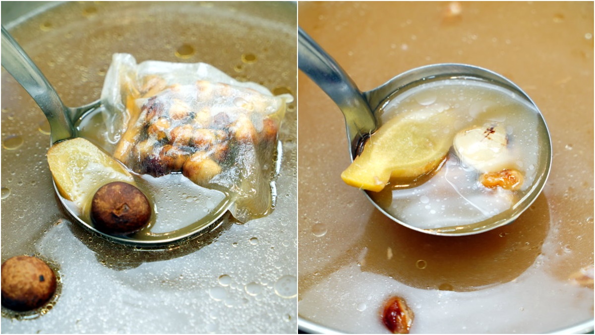 成吉思汗（左）是孜然、茴香的味道；鮮蒜羊肉湯採用炸蒜頭搭配蛤蜊。（圖／大口老師的走跳學堂!提供）
