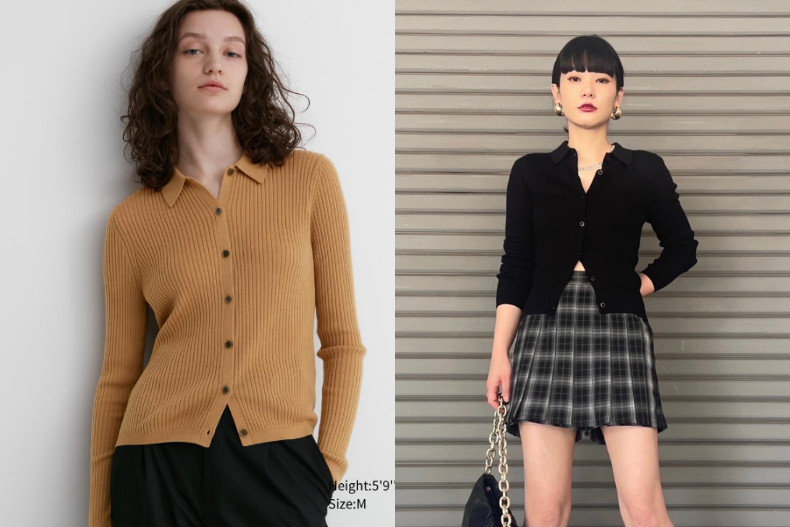 精紡美麗諾羅紋POLO開襟外套,深受日本女生歡迎。(圖/翻攝自UNIQLO)