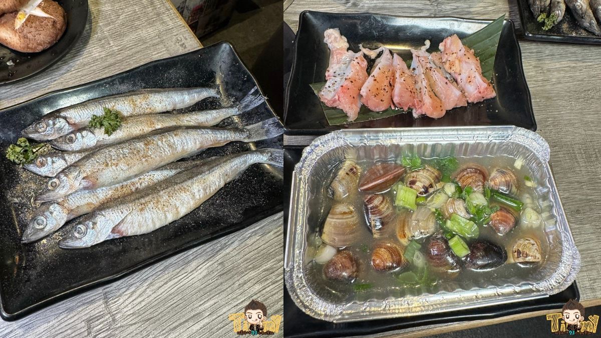 「柳葉魚」肚子滿滿都是蛋；「蛤蜊」分量挺多，湯頭鮮甜，兩者通通只要80元。（圖／跟著踢小米吃喝玩樂趣提供）