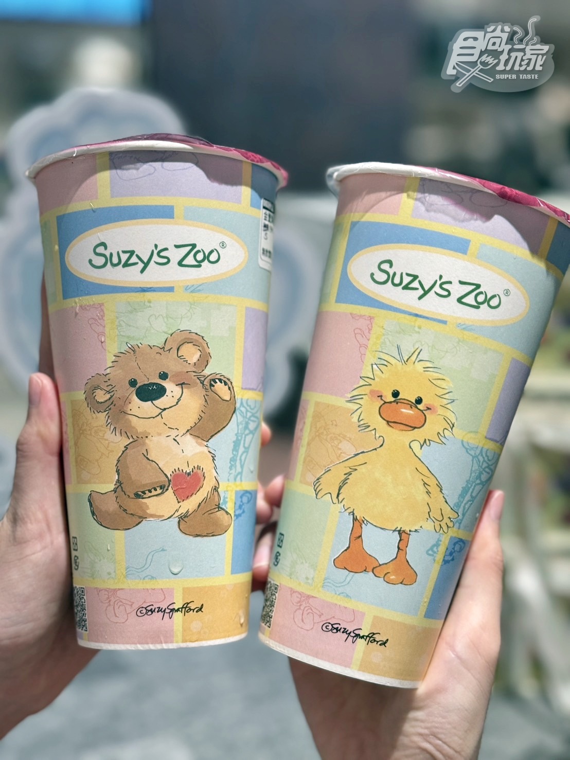 這次更與「無飲」合作推出4款Suzy's Zoo限定飲料杯,喝飲料變得更可愛。(圖/陳倍玉攝)