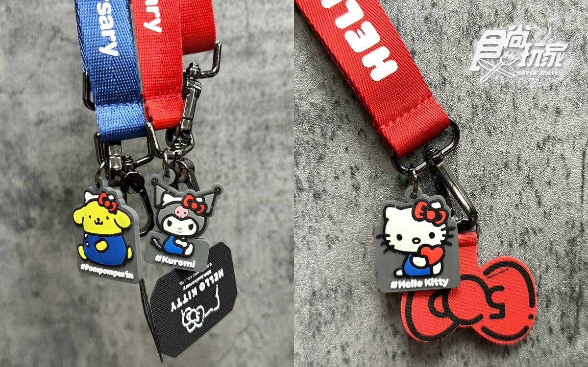 「隨性搭手機掛繩」分別印有Hello Kitty、布丁狗、酷洛米的可愛圖樣。（圖／張庭瑄 攝）