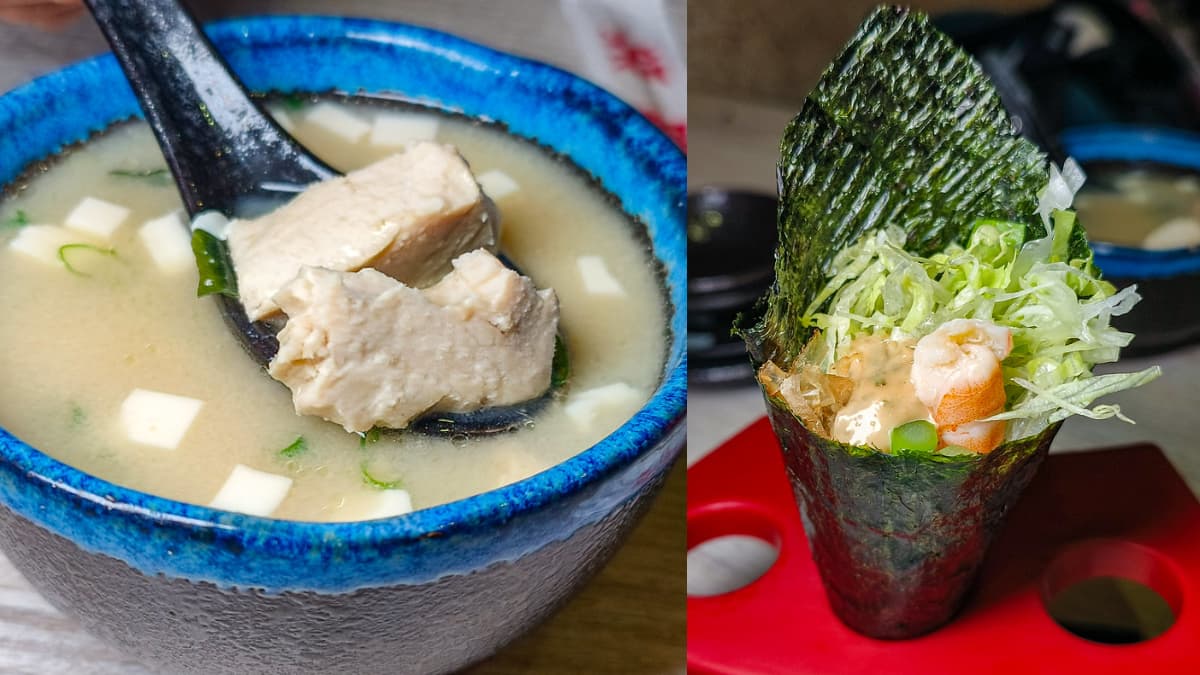 套餐有味噌湯、手捲、沙拉、小菜三選一,CP值超高。(圖/鄉民食堂提供)