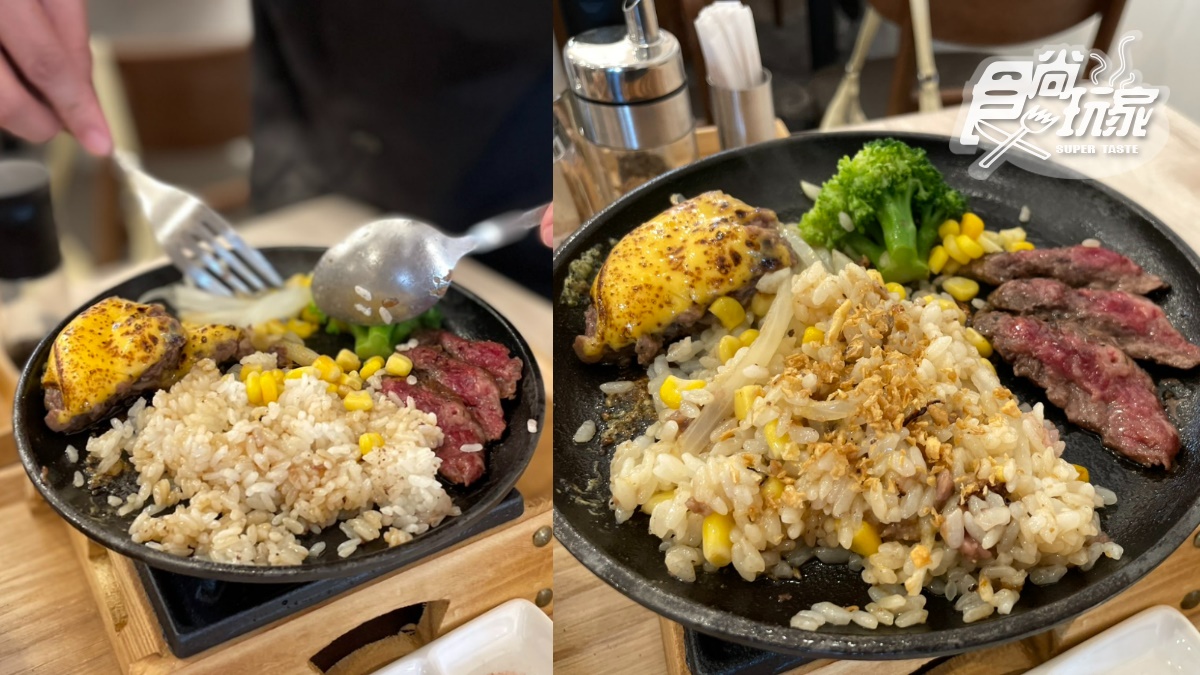 自行拌炒製作「和牛蒜香鐵板炒飯」,調製出自己喜歡的味道享用。(圖/張庭瑄 攝)