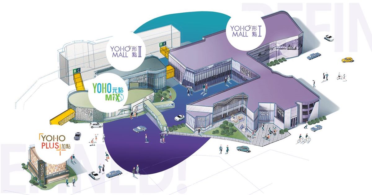 庫洛米樂園橫跨YOHO系列的3個商場,包含YOHO MALL I、YOHO MALL II及YOHO MIX。(圖/翻攝自YOHO MALL官網)
