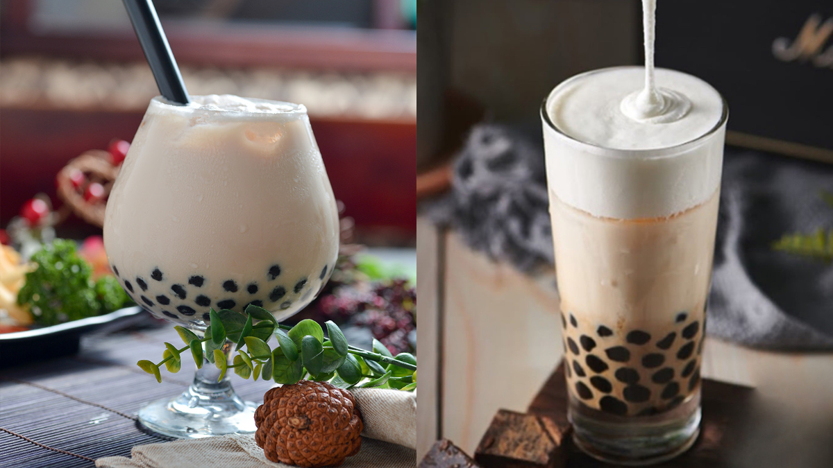 Global Mall桃園A19「茶自點複合式餐飲」珍珠奶茶買一送一(左圖);林口A9的「三年五班黑糖珍珠鋪」黑糖珍珠鮮奶第2杯半價(右圖)。(圖/Global Mall提供)
