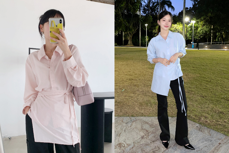 襯衫疊穿。(圖/翻攝自IG@66girls)