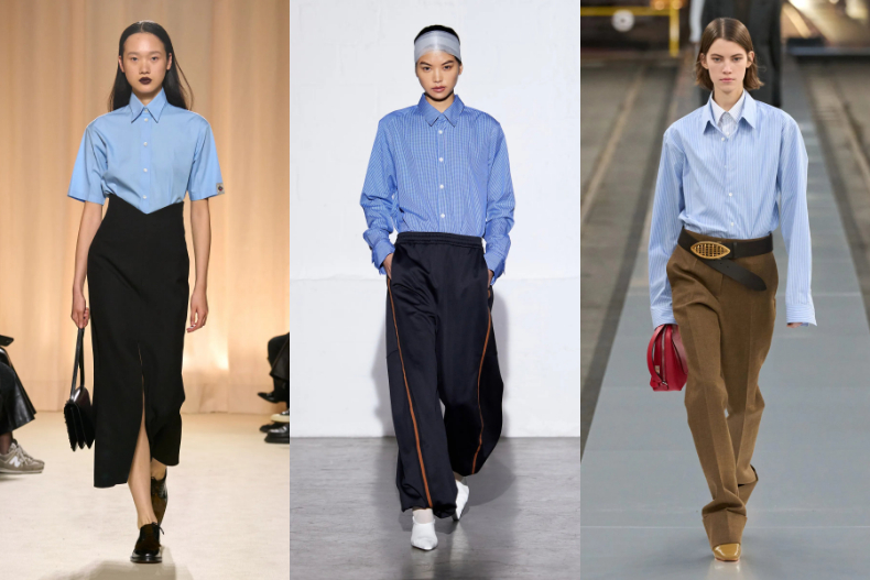 淺藍色襯衫。(圖/翻攝自Bally、Tibi、Tod's官網)