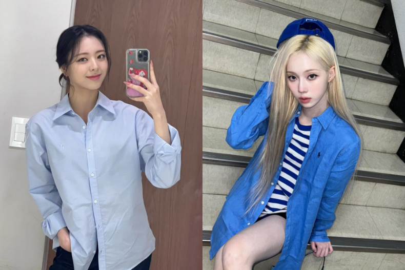 淺藍色系對亞洲人的膚色也非常友善。(圖/翻攝自IG@yuna.itzyflymodel_flymodel、imwinter)