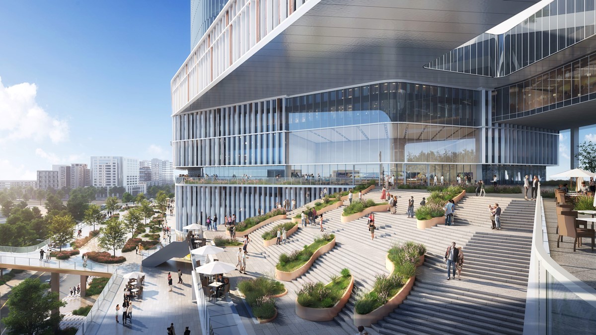 建築周圍的戶外平台會加以友善綠化，打造全新的公共空間。（圖／台北雙星提供）