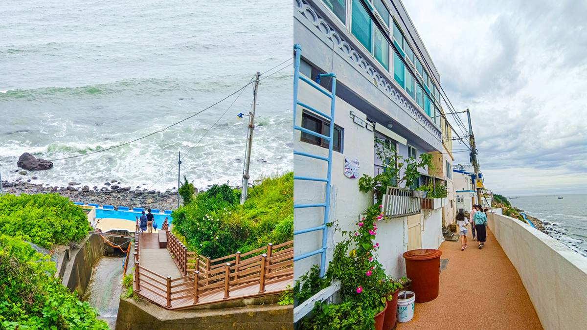 順著階梯往下走就能到達海岸邊,3公里長的海岸被列為韓國5大海岸散步路之一。(圖/史努比遊樂園提供)