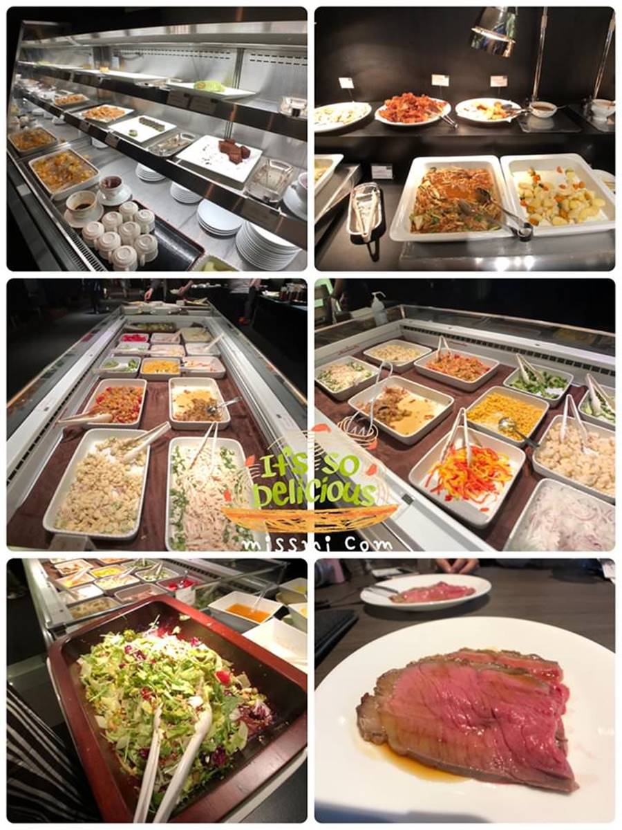 餐廳內自助餐共有超過50種料理,除了現切的嫩烤牛肉外(上圖),還有新鮮的海鮮、多種甜點。(圖/蜜絲米的散步生活提供)