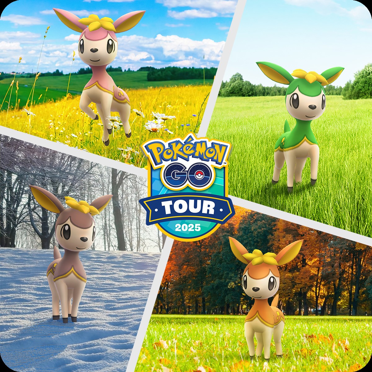 「四季鹿」共有春、夏、秋、冬４種異色版造型可蒐集。（圖／翻攝自Pokémon GO Tour官網）