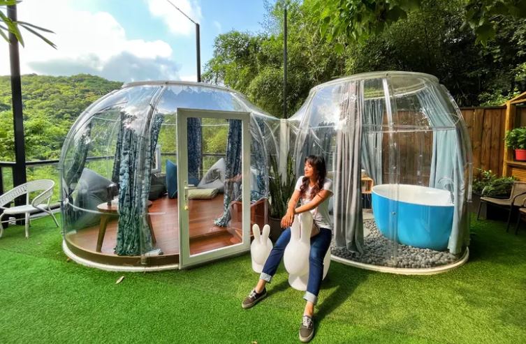 卓也小屋度假園區有超特別的星空泡泡屋可住宿。(圖/肉魯 走遍全台灣●環遊全世界提供)