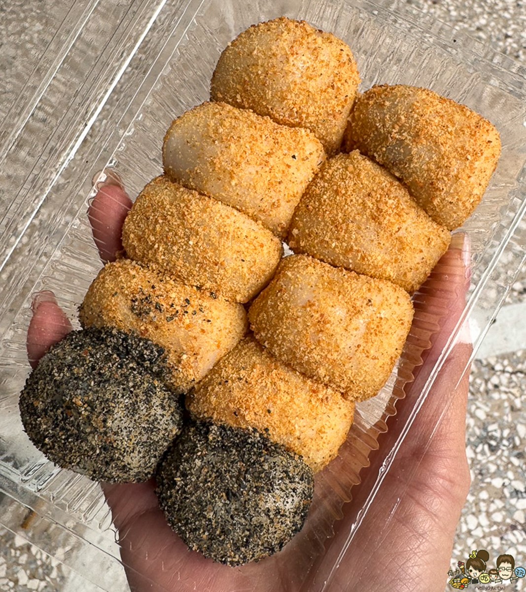 麻糬共有花生、芝麻、紅豆、綠豆、芋頭、抹茶、巧克力等7種口味可選擇。(圖/跟著尼力吃喝玩樂提供)