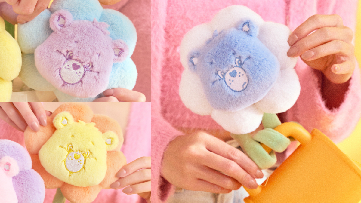 「Care Bears彩虹熊玩偶花束」採用柔軟長毛布料,可以變身為日常百搭小物。(圖/威秀影城提供)