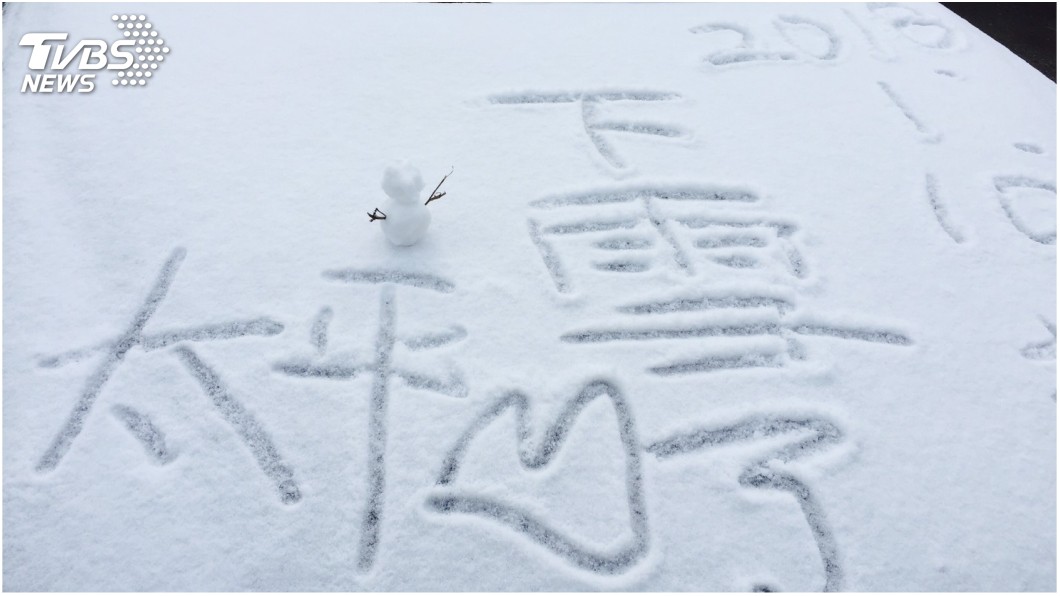 太平山今晨飄雪,形成銀白世界。圖/TVBS