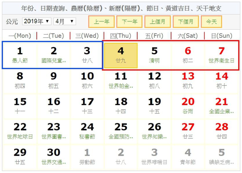 圖/線上工具萬年曆