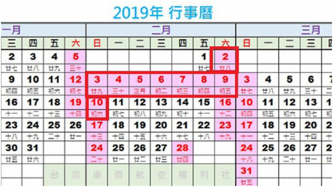2019請假攻略！過年爽放9天　這樣請2月不上班