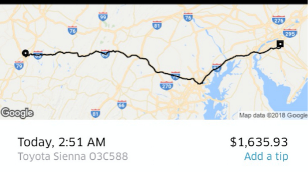 醉後搭Uber!車資可買三張機票 他還給司機5星