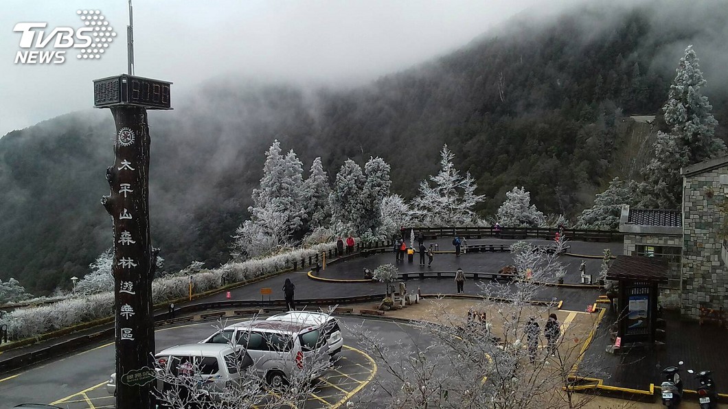 冷氣團發威! 宜蘭太平山區結滿霧淞