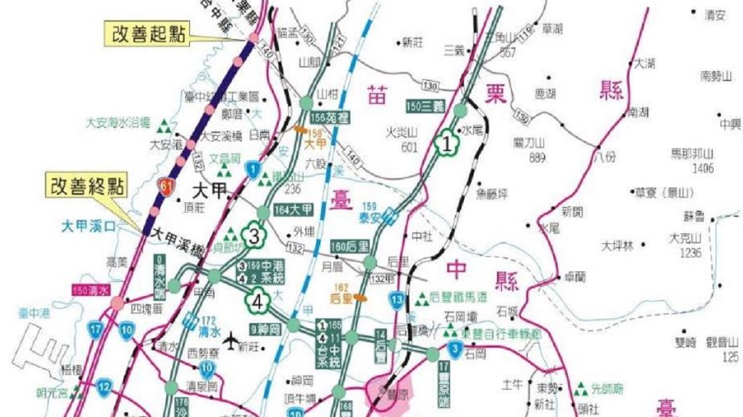 西濱快速公路大甲大安路段主線高架段。圖/翻攝西濱快速公路官網
