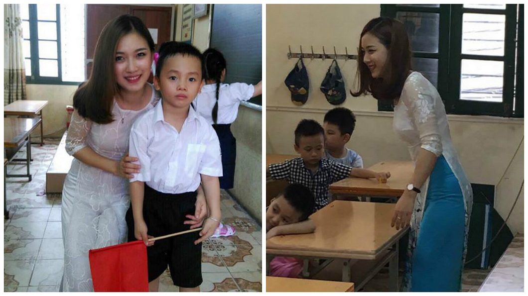 這名越南正妹女老師，引發網友的熱烈討論。(圖／翻攝自PTT)