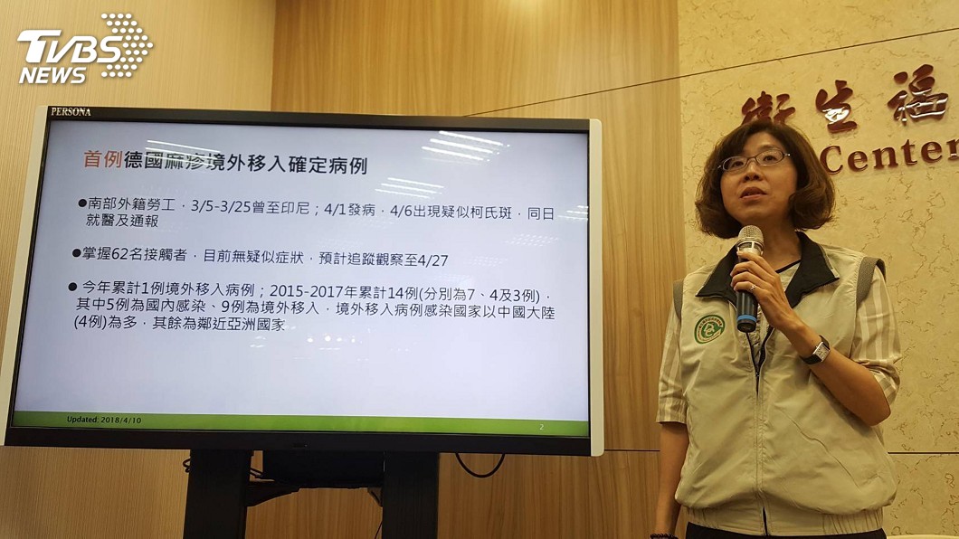 今年首例境外移入 外籍勞工染德國麻疹