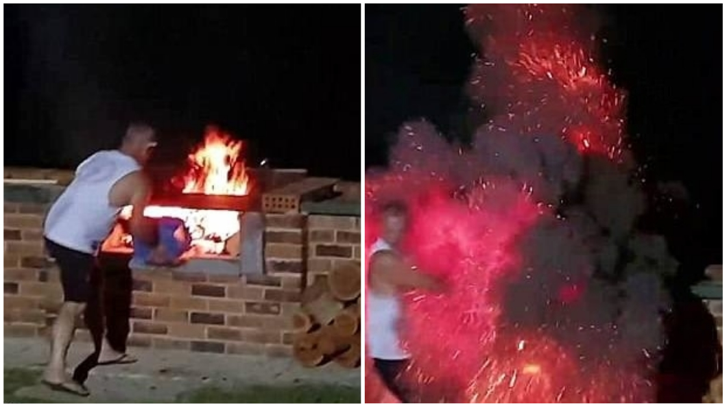 玩過頭！男丟爆炸物入火坑　沖水痛喊：皮都掉了