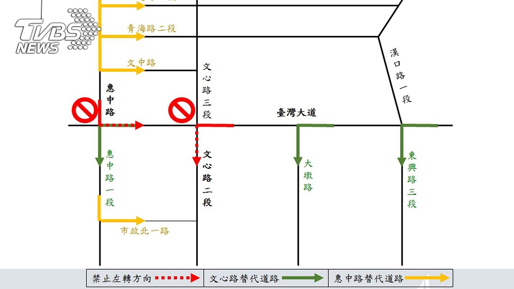 中市台灣大道兩重要路口 將禁止左轉