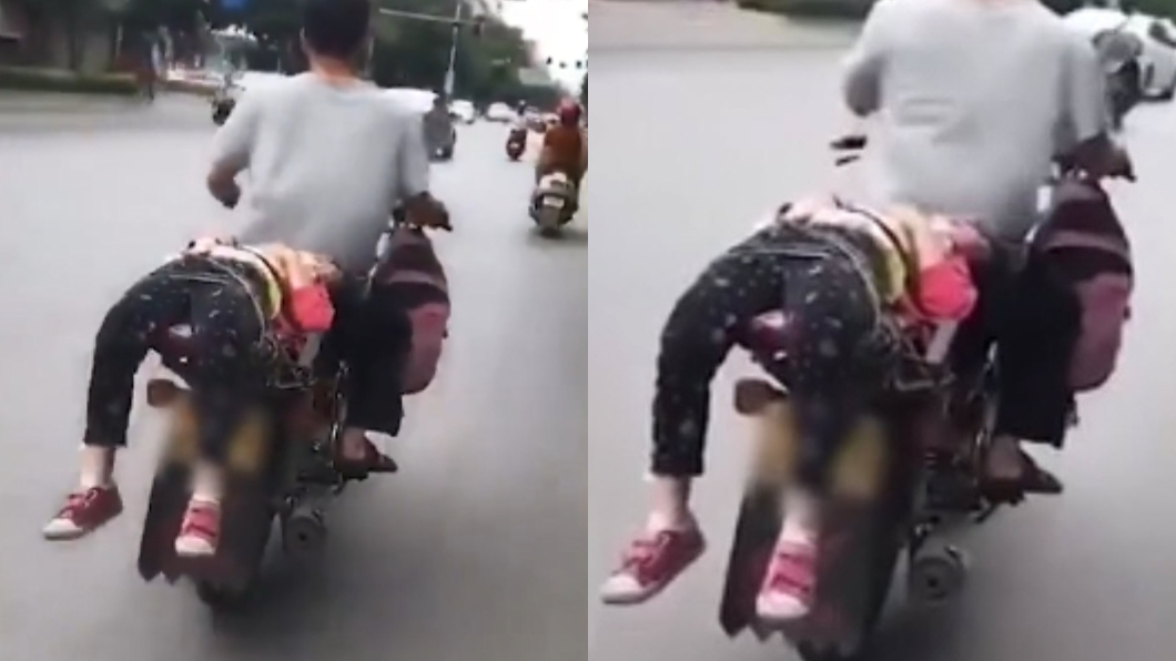 女童哭鬧不願上學 竟被爸綁車尾押到學校