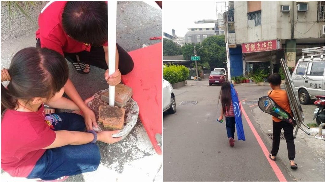李龍的一雙兒女相當孝順,閒暇時間都會幫忙爸爸擺攤玉米。圖/翻攝自台中市東區 玉米小攤臉書