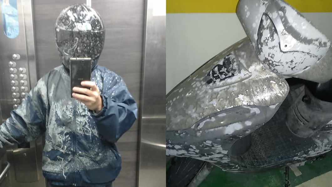 砂石車擦肩過!騎士慘洗「泥巴浴」 網虧:人體彩繪嗎?