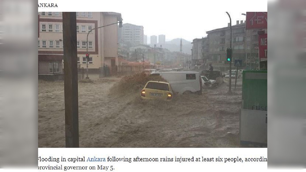 安卡拉暴雨釀洪災　水勢湍急卡車都沖走