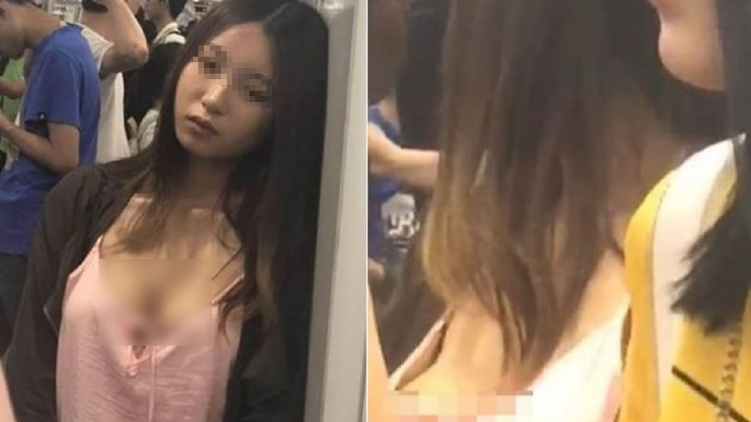 地鐵妹厭世倚車廂!低胸1秒走光 男客默契搶拍