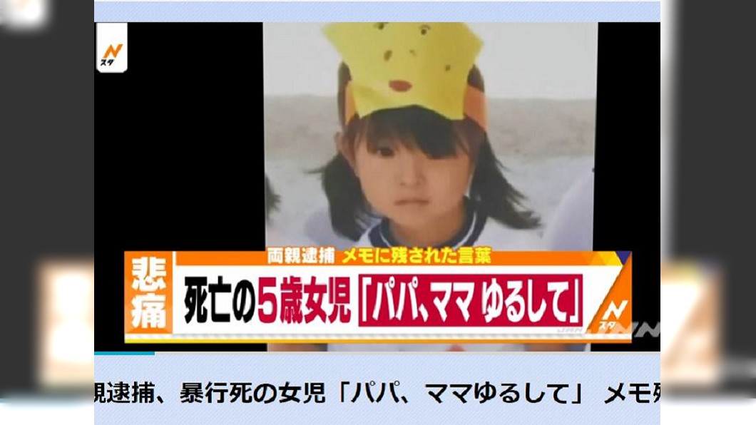 東京5歲女童遭虐死　留下字條「原諒我」