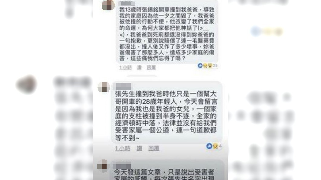網友控訴父親被張錫銘撞上,從此半身不遂。圖/翻攝臉書