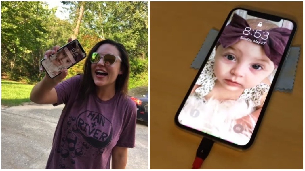 失主拿回遺失的iPhone X相當開心,因為裡面都是她寶寶的照片。 圖/翻攝自Man+River YouTube