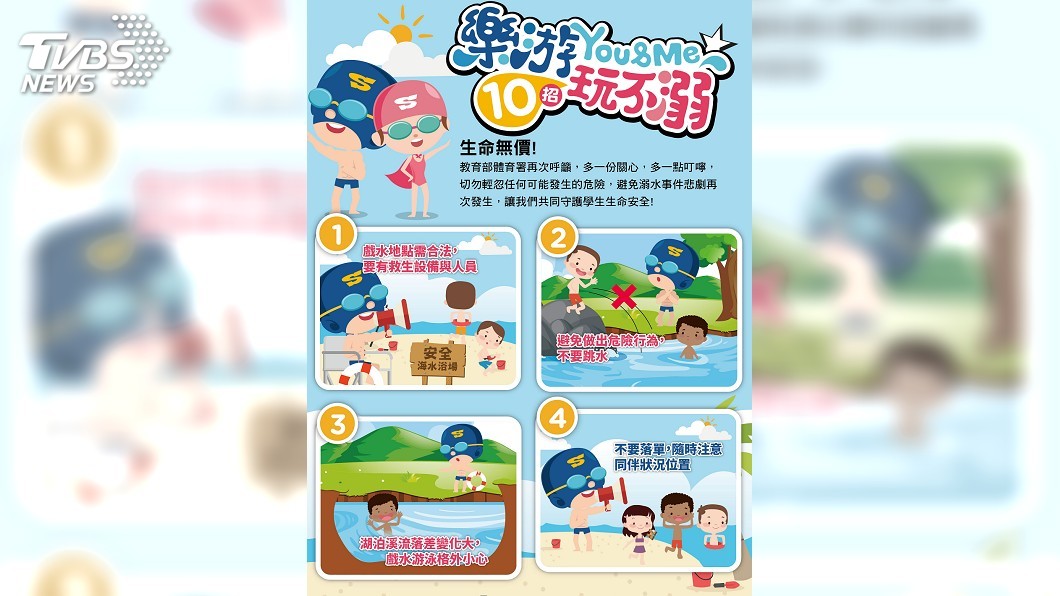 夏季戲水要安全 體育署教新版防溺10招