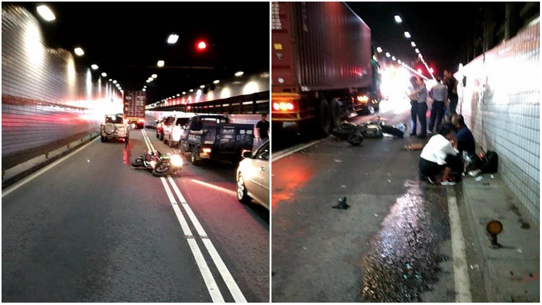 過港隧道擦撞車禍!重機騎士「全身骨折」遭貨櫃車輾死