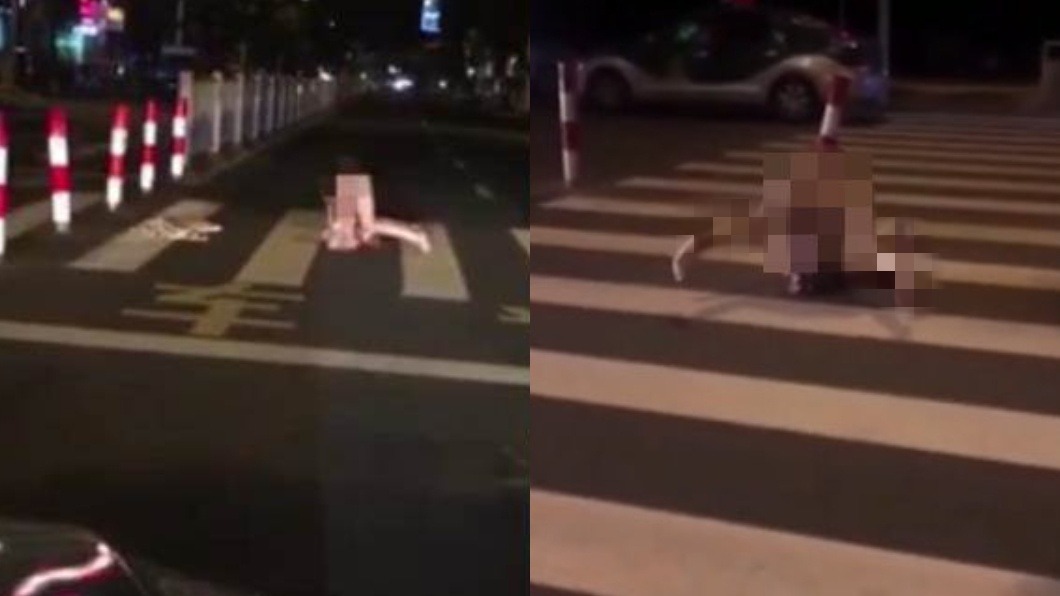 裸女躺斑馬線「自嗨」 駕駛氣炸開罵:好噁心!