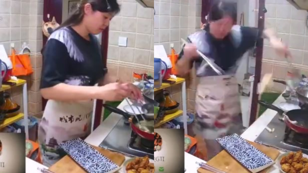 女網紅直播炸年糕…油鍋爆炸遭燙油濺滿身