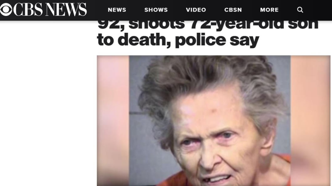 92歲的安娜梅,日前開槍擊斃自己的72歲兒子!翻攝/CBS NEWS