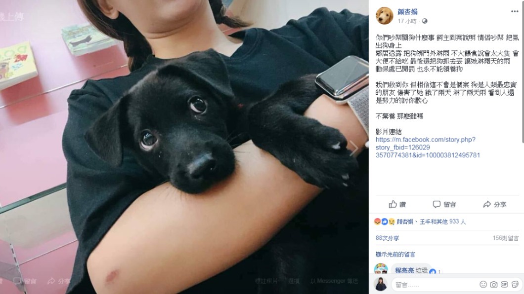 圖／社團法人愛狗人協會理事長顏杏娟臉書授權提供