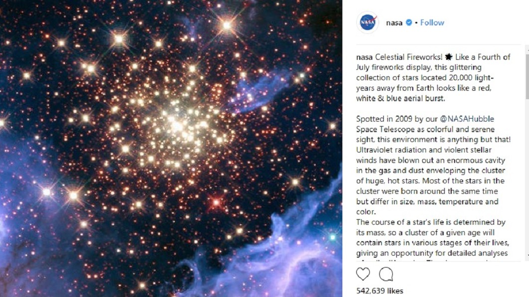 超美!慶祝美國國慶 NASA發布群星照宛如煙火