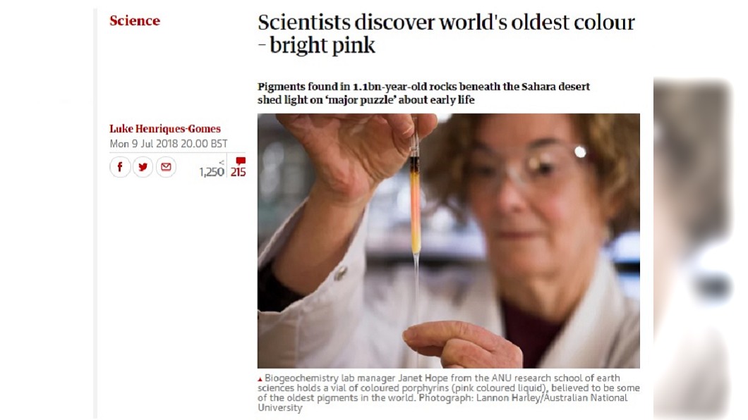 科學家發現最古老顏色　助解地球早期生命之謎